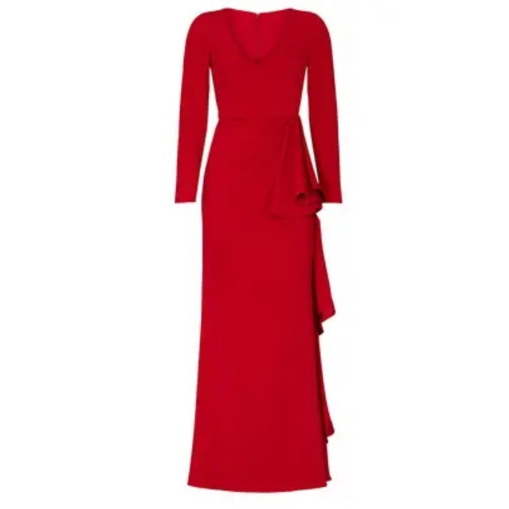 Badgley Mischka Red Front Ruffle Gown